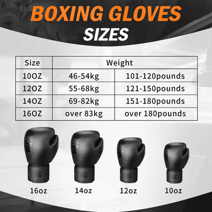 FIVING 10 12 14 16oz Boxing Gloves PU Leather For Men Women