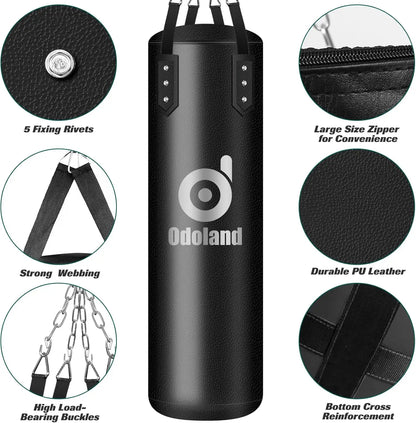 8-in-1 Punching Bag for Adult Men Women, 4FT Heavy Boxing Bag Set with 12OZ Boxing Gloves, Kickboxing Bag Kit